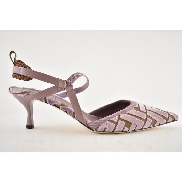Fendi Colibri Lite Mauve Pink FF Logo Pointed Slingback 55mm Kitten Heel Pump 40 - Picture 2 of 16